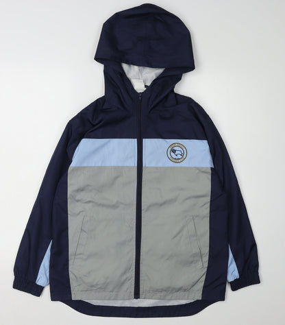 Boys Blue Grey Derby County Football Club Windbreaker Jacket 10-11 Years Hooded Spring
