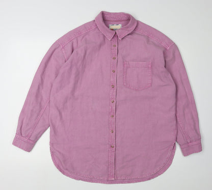 Pilcro Women's Pink Long Sleeve Button-Up Shirt