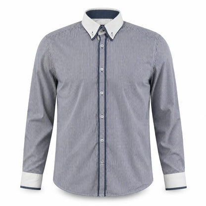 Next Men's Blue Striped Long Sleeve Shirt, Size 15.5