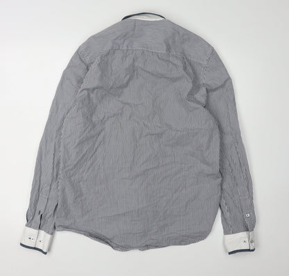 Next Men's Blue Striped Long Sleeve Shirt, Size 15.5