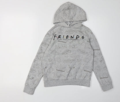 M&Co Girls Grey 'Friends' Hoodie 10 Years Casual Graphic Print
