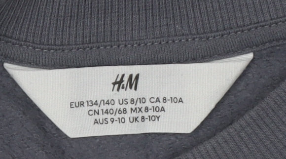H&M Girls Grey Butterfly Graphic Sweatshirt 9-10 Years
