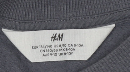 H&M Girls Grey Butterfly Graphic Sweatshirt 9-10 Years