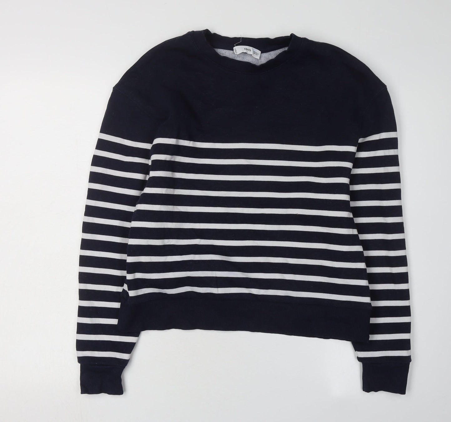 MNG Women XS Black Striped Pullover Sweatshirt