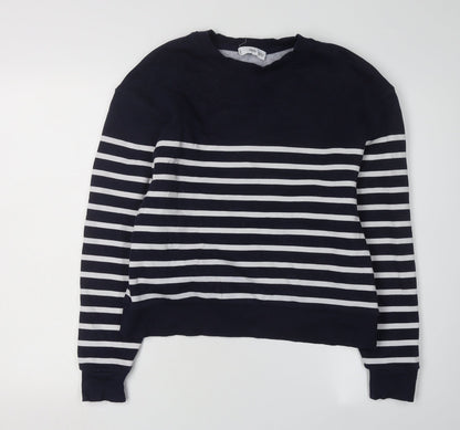 MNG Women XS Black Striped Pullover Sweatshirt