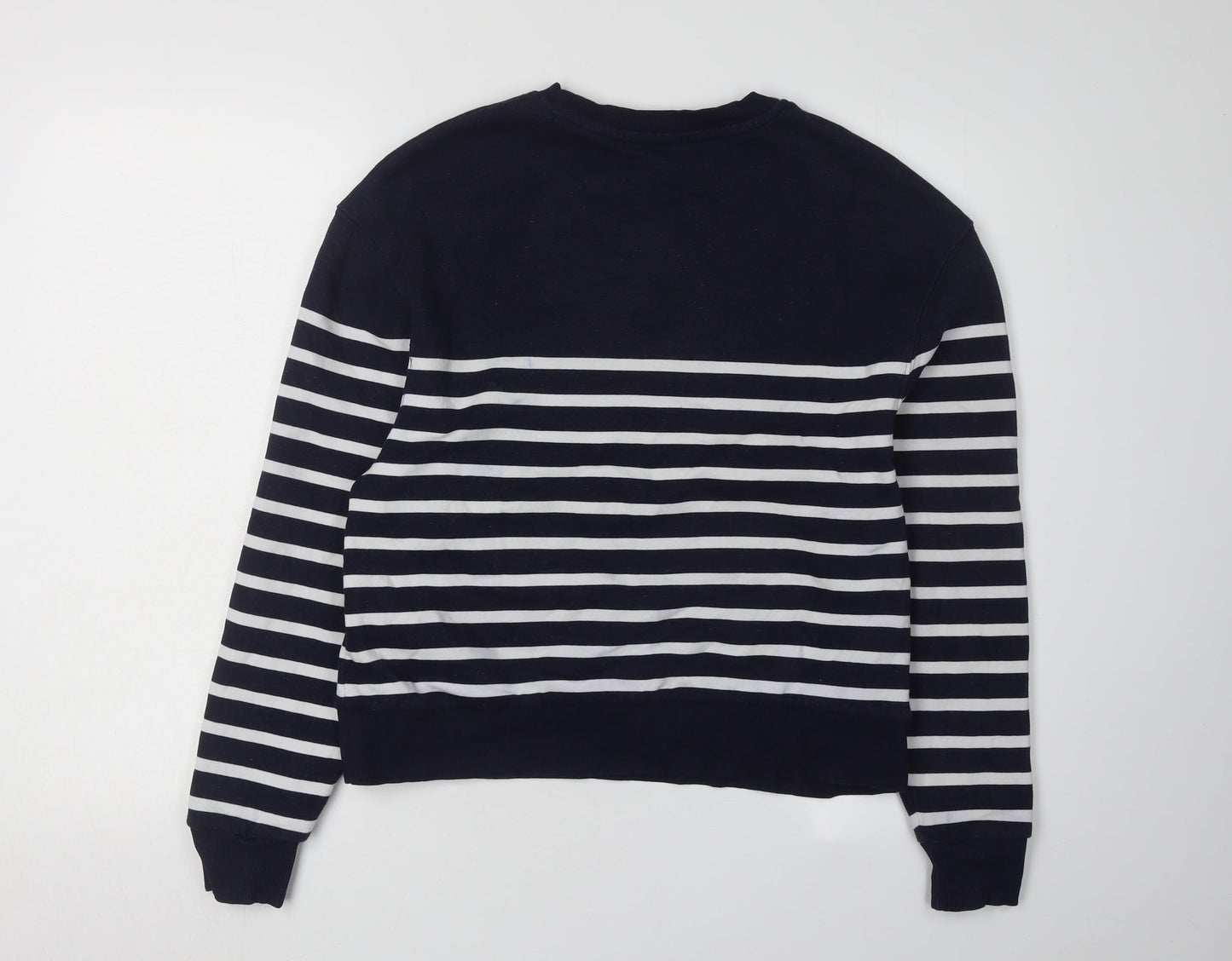 MNG Women XS Black Striped Pullover Sweatshirt