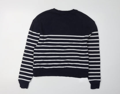 MNG Women XS Black Striped Pullover Sweatshirt