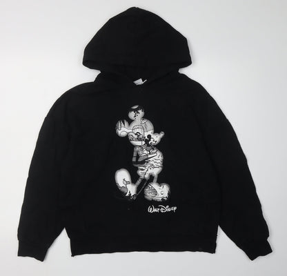 Front view of Disney unisex black pullover hoodie 2xs with logo