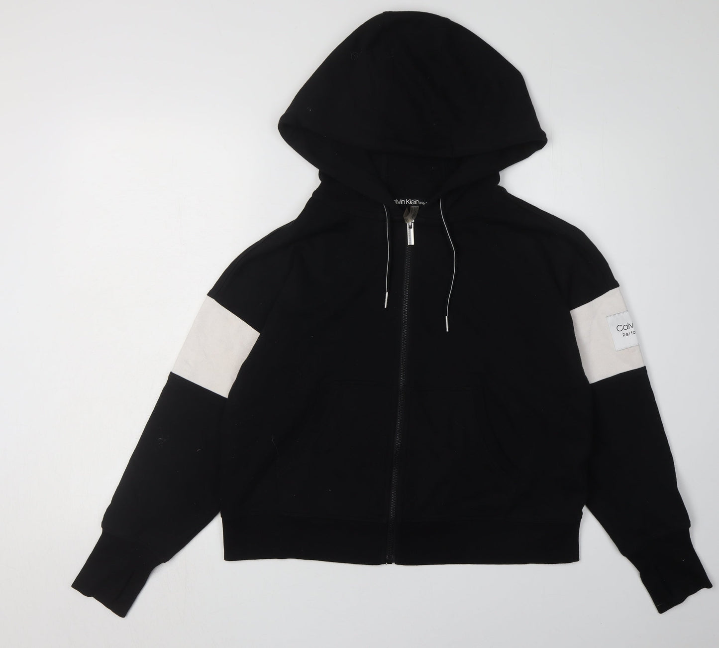 Womens UK Size S Calvin Klein Black Full Zip Hoodie
