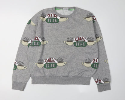Unisex Adults UK Size S FRIENDS Grey Pullover Sweatshirt