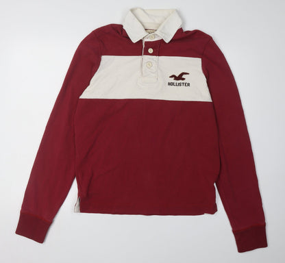 Hollister Men's Red Colourblock Polo S