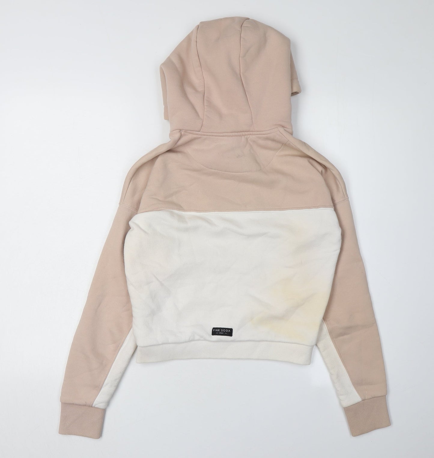 Pink Soda Women Beige Colourblock Hoodie Size 8