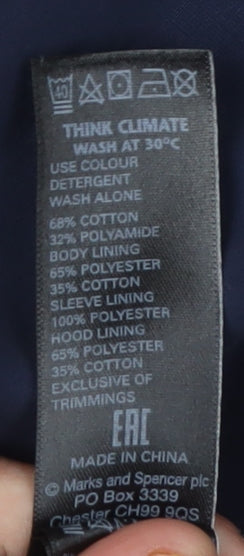Womens UK Size 8 Marks and Spencer Blue Anorak Coat