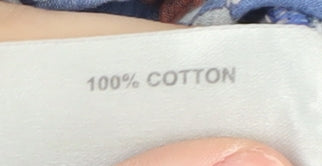 Isle Women's Blue Floral Cotton Blouse, Size 10