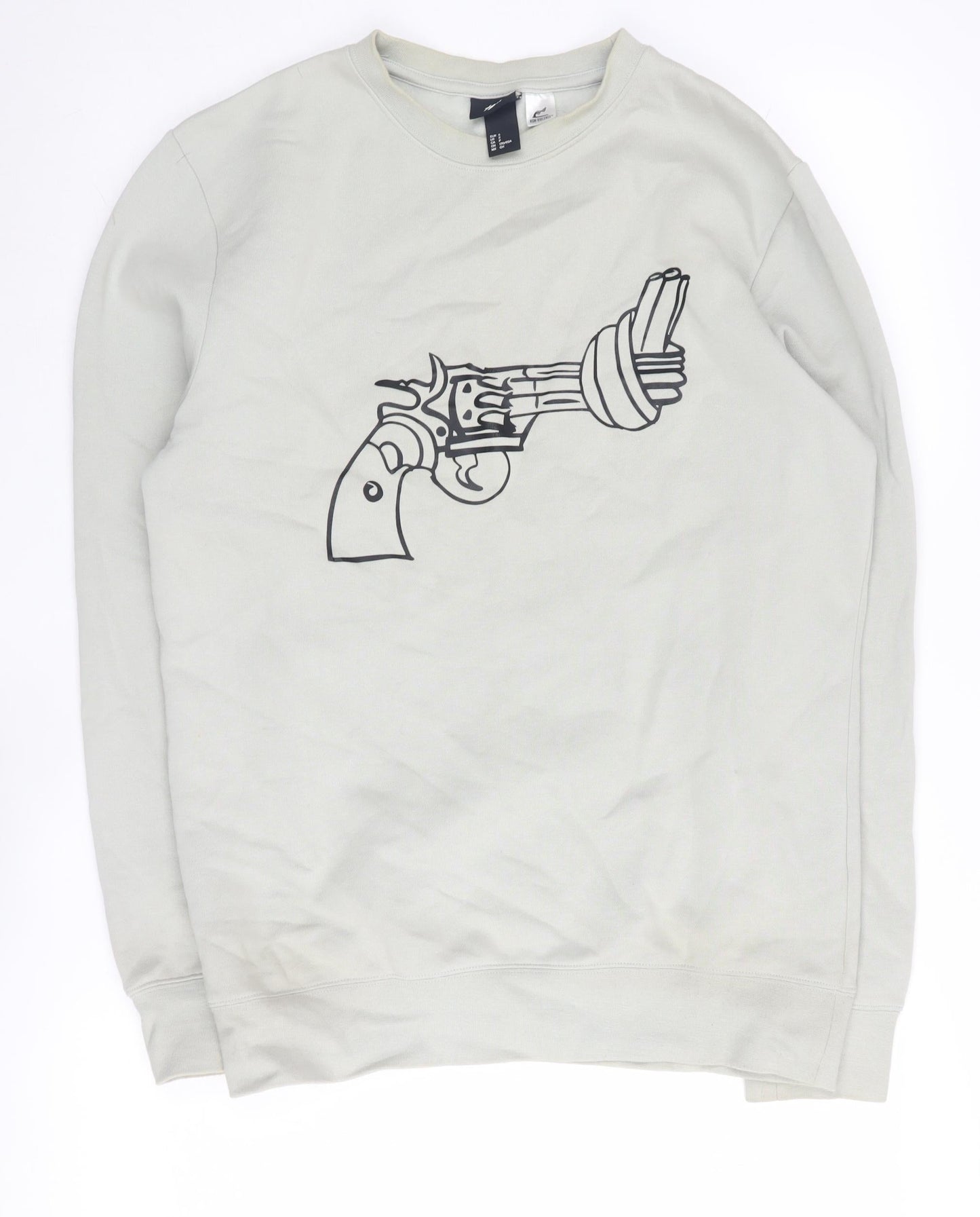 Mens UK Size S H&M Beige Pullover Sweatshirt