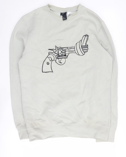 Mens UK Size S H&M Beige Pullover Sweatshirt
