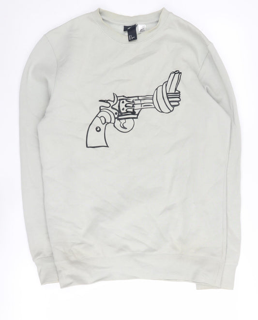 Mens UK Size S H&M Beige Pullover Sweatshirt