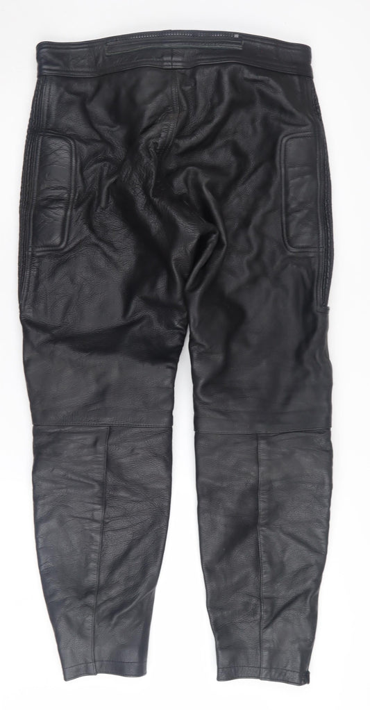 Skintan Men's Black Leather Motorcycle Trousers 34