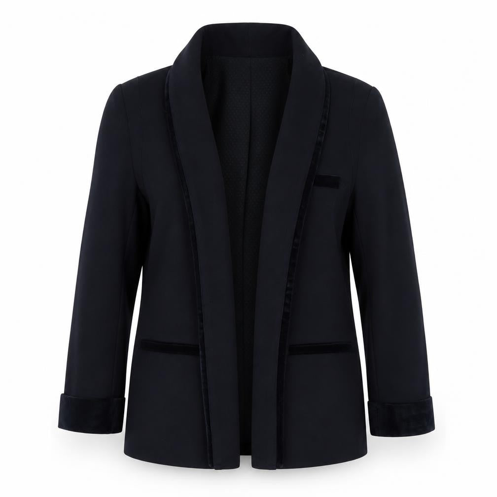Front view of Cooperative Women's Black Blazer Shawl Collar, size S