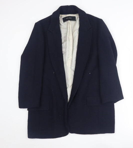 Zara Basic Women's Blue Blazer, Size M, Long Coat