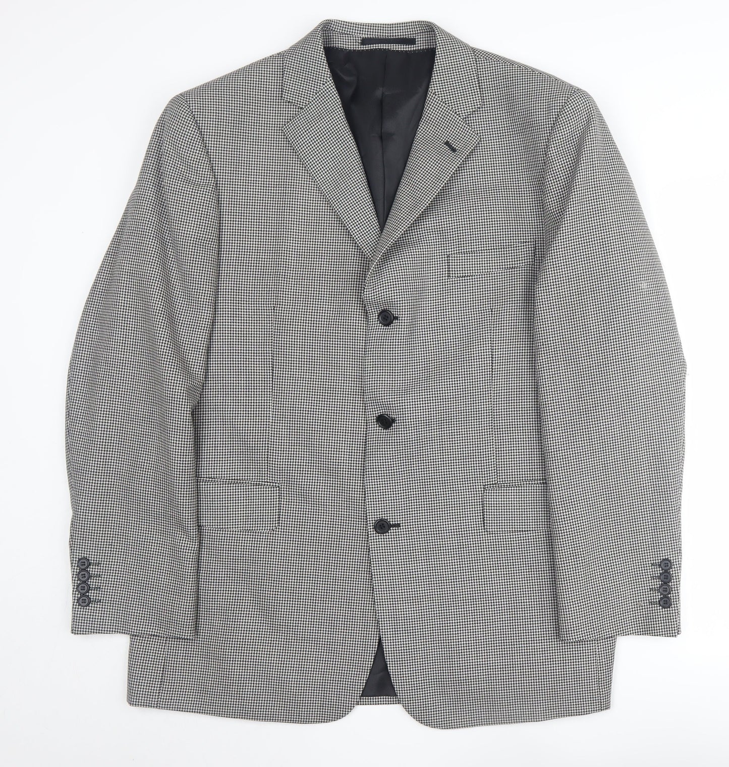 Mens UK Size 46 Charlton Gray Regular Black Suit Jacket