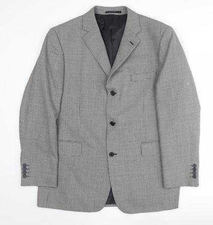 Mens UK Size 46 Charlton Gray Regular Black Suit Jacket
