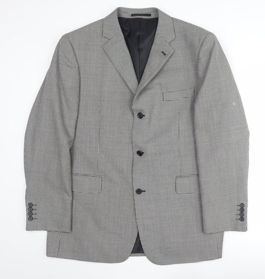 Mens UK Size 46 Charlton Gray Regular Black Suit Jacket