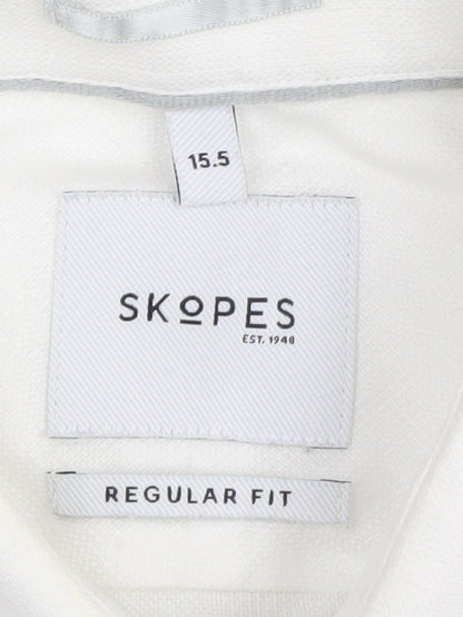 Skopes Men's White Regular Fit Formal Shirt Size 15.5