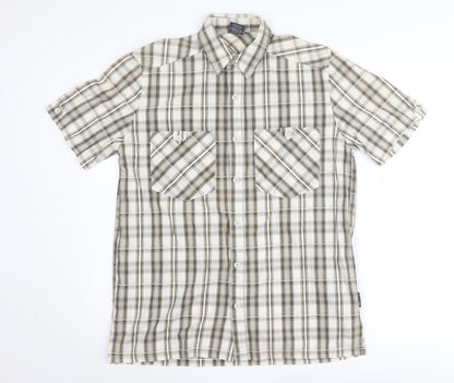Trespass Men's Beige Plaid Short Sleeve Casual Shirt S