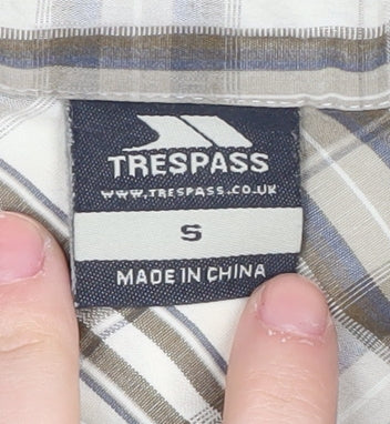 Trespass Men's Beige Plaid Short Sleeve Casual Shirt S