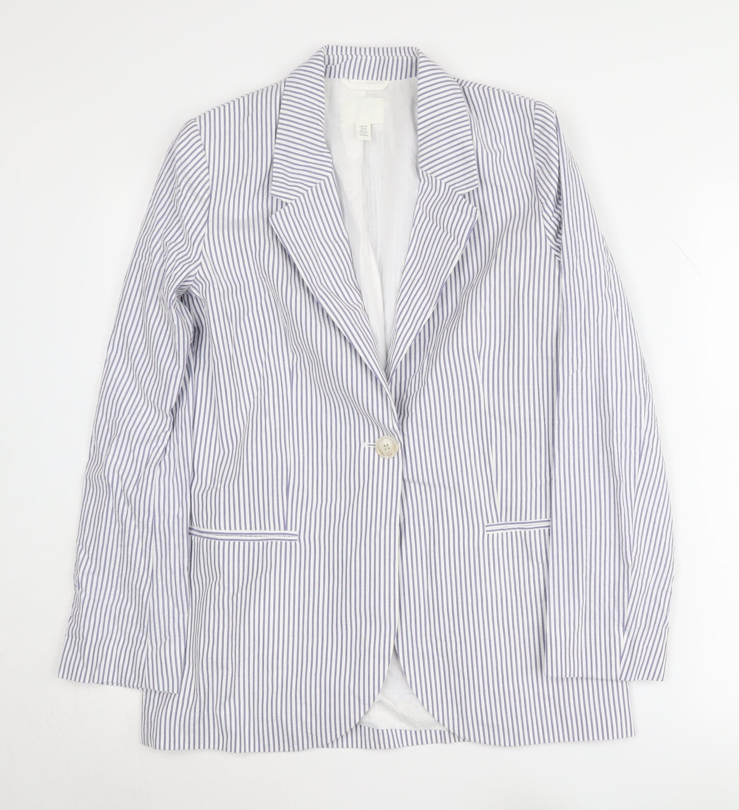 H&M Women's White Striped Cotton Blazer XS