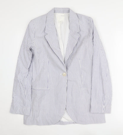 H&M Women's White Striped Cotton Blazer XS
