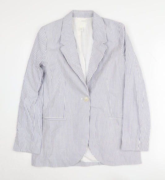 H&M Women's White Striped Cotton Blazer XS