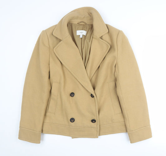 Womens UK Size 12 Marks and Spencer Beige Pea Coat