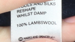 Marks and Spencer Men's Blue Wool V-Neck Jumper Small