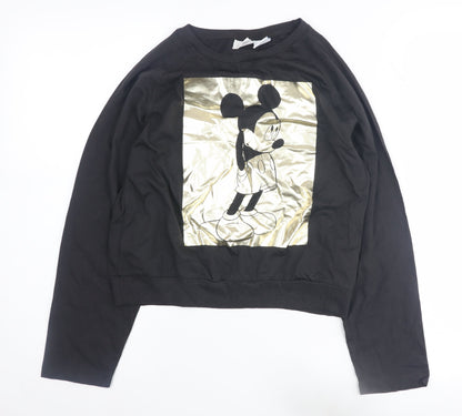 Zara Girls Black Long Sleeve Disney Mickey Mouse Pullover - Size 10
