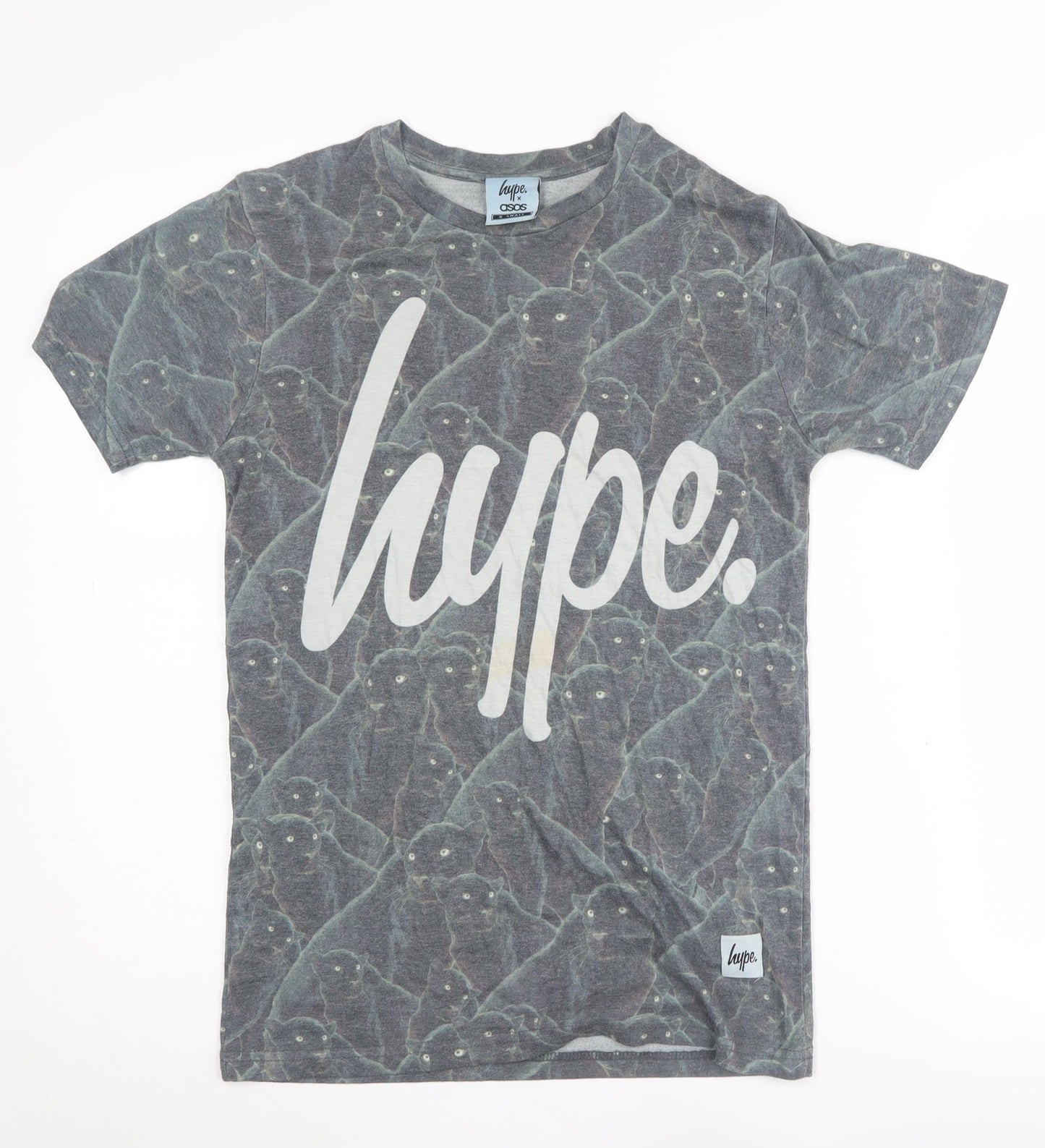 Hype x ASOS Grey Animal Print T-Shirt XS Men