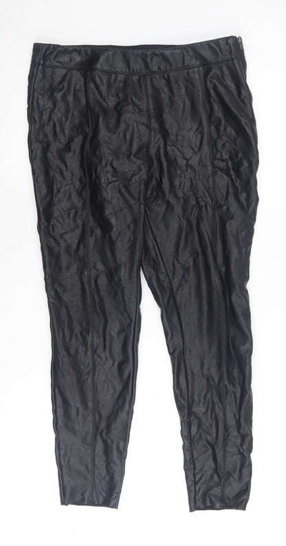 Topshop Women's Black Faux Leather Skinny Trousers