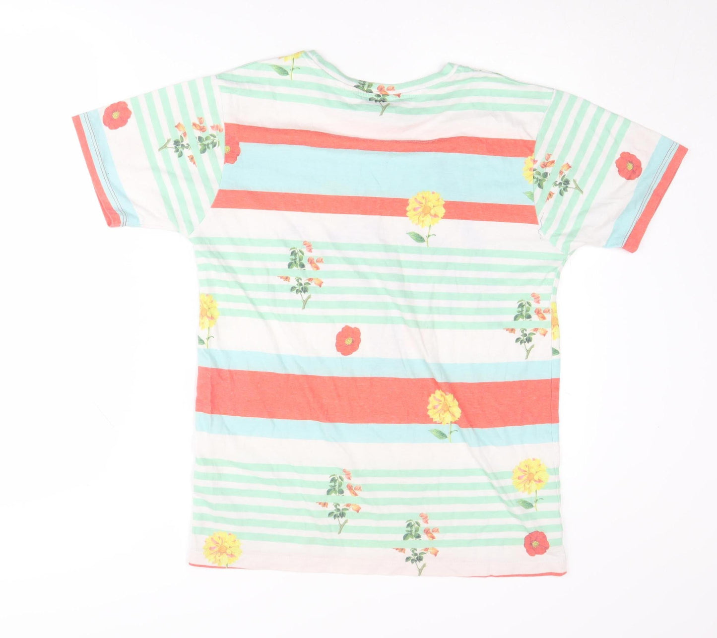 Hype Women's Multicoloured Floral Striped T-Shirt M