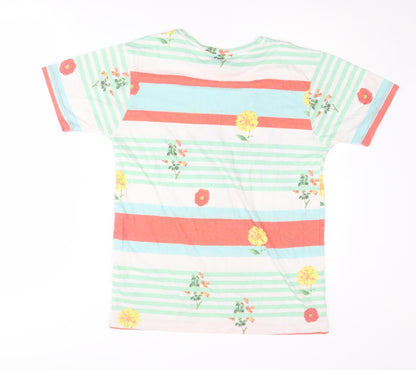 Hype Women's Multicoloured Floral Striped T-Shirt M