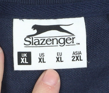 Slazenger Men's Blue XL Polo Shirt - Solid Casual Wear