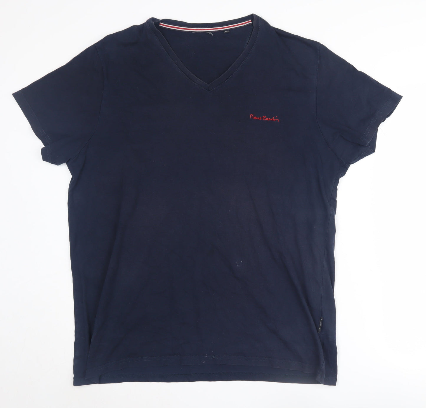 Pierre Cardin Men's Blue V-Neck 2XL T-Shirt, Short Sleeve