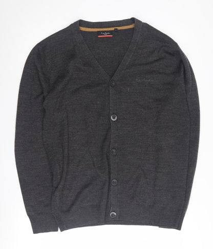Pierre Cardin Grey Cardigan L Unisex V-Neck Acrylic