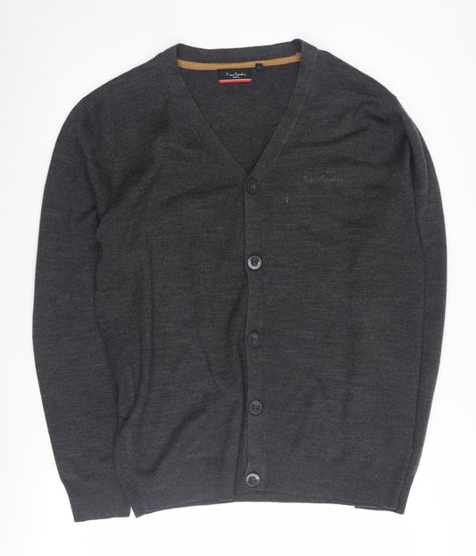 Additional front view of Pierre Cardin Grey Cardigan L unisex v-neck acrylic