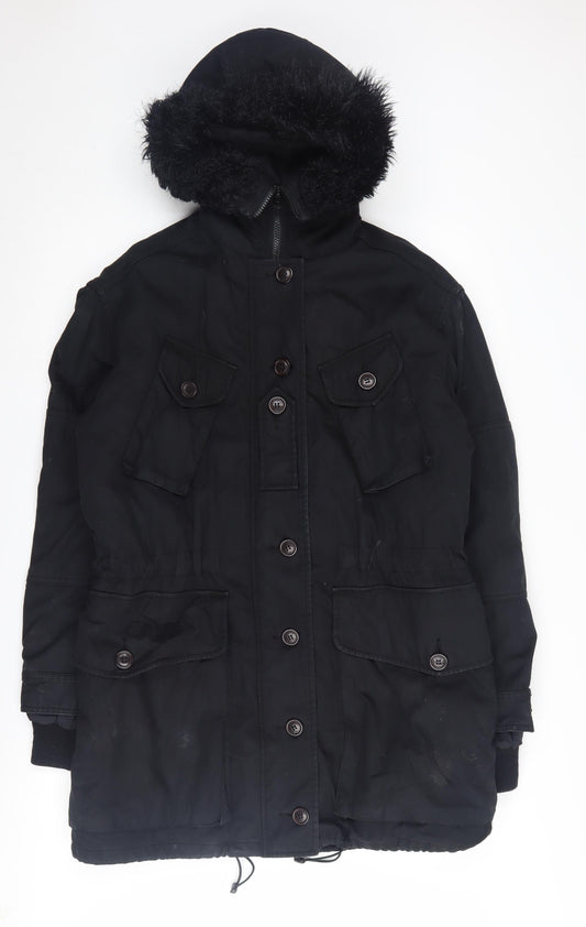 French Connection Women's Black Parka Coat Size 8