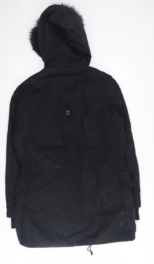 French Connection Women's Black Parka Coat Size 8
