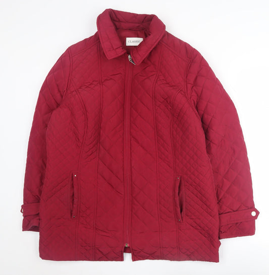 Womens UK Size 16 Marks and Spencer Red Quilted Coat