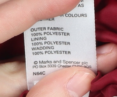 Womens UK Size 16 Marks and Spencer Red Quilted Coat