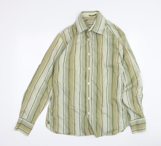 Ted Baker Men's Green Striped Dress Shirt