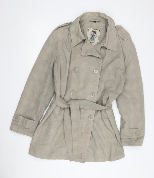 Four Seasons Women's Beige Check Trench Coat XL